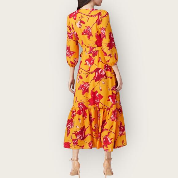 Color Me Courtney Eleanor Floral Maxi Wrap Dress Medium Yellow Pink Romantic - Picture 10 of 10